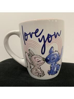 Silver Buffalo Stitch Angel Jumbo Mug 20oz Disney Love You Glitter Valentine’s